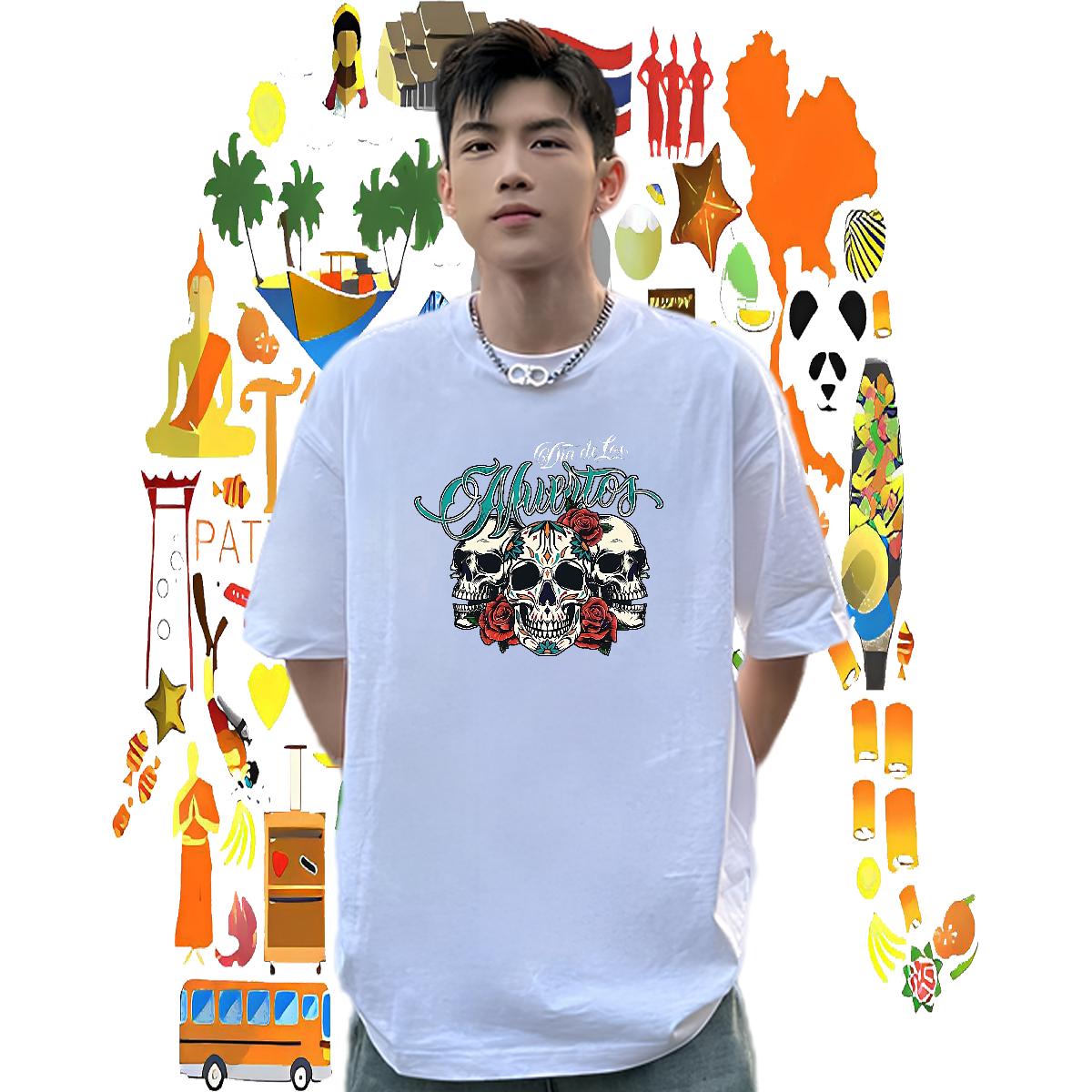Cool Man T Shirts Street Casual O-Neck Short Sleeve Cotton Mens Tshirts Fashion Casual Cartoon Printing S-3XL Tops Tees
