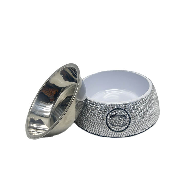 Pets supplies Pet dia inlaid bowl Chaopai corgi Teddy Schnauzer stainless steel tableware drinking cat basin dog basins CSD2406013