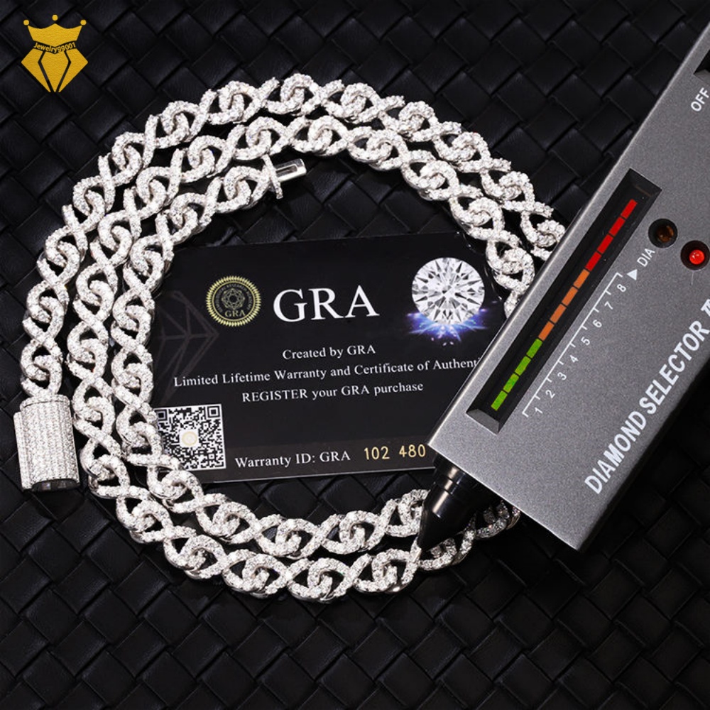 S Sier VVS Moissanite Cuban Link fine jewelry necklaces for men women hot-sale 9mm infinite diamond chain Necklace