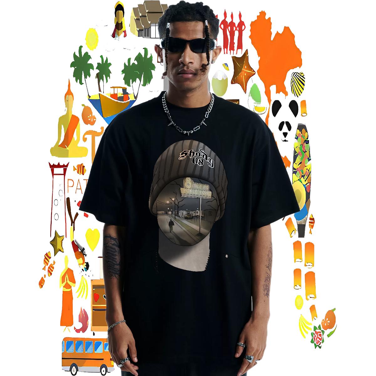 Designer T-Shirts for Men Hip Hop Crew Neck Cotton Men Tops Tees 2024 Black Oversized Wear