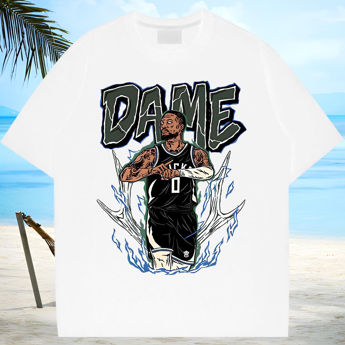 Wholesale Men T Shirts Custom Cartoon Men Clothes T-Shirt High Street Hip Hop Breathable Crew Neck Cotton Comfortable Top Tees