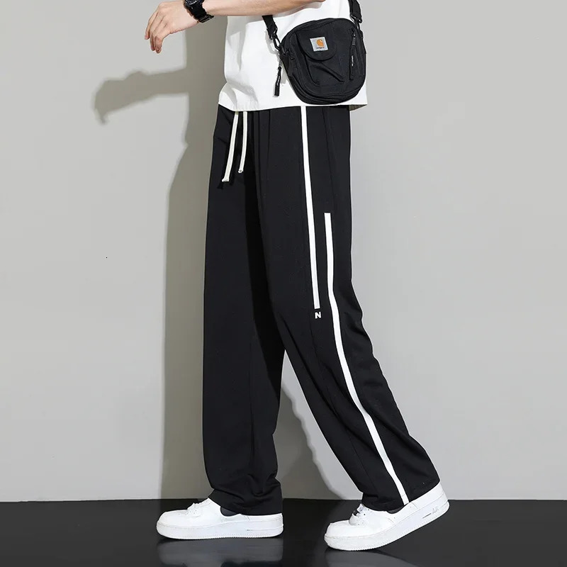Summer Sweatpants Men Joggers Wide Leg Pants Neutral Breathable Loose Outdoor Quick Drying Fabric Fashion Casual Trousers 240527