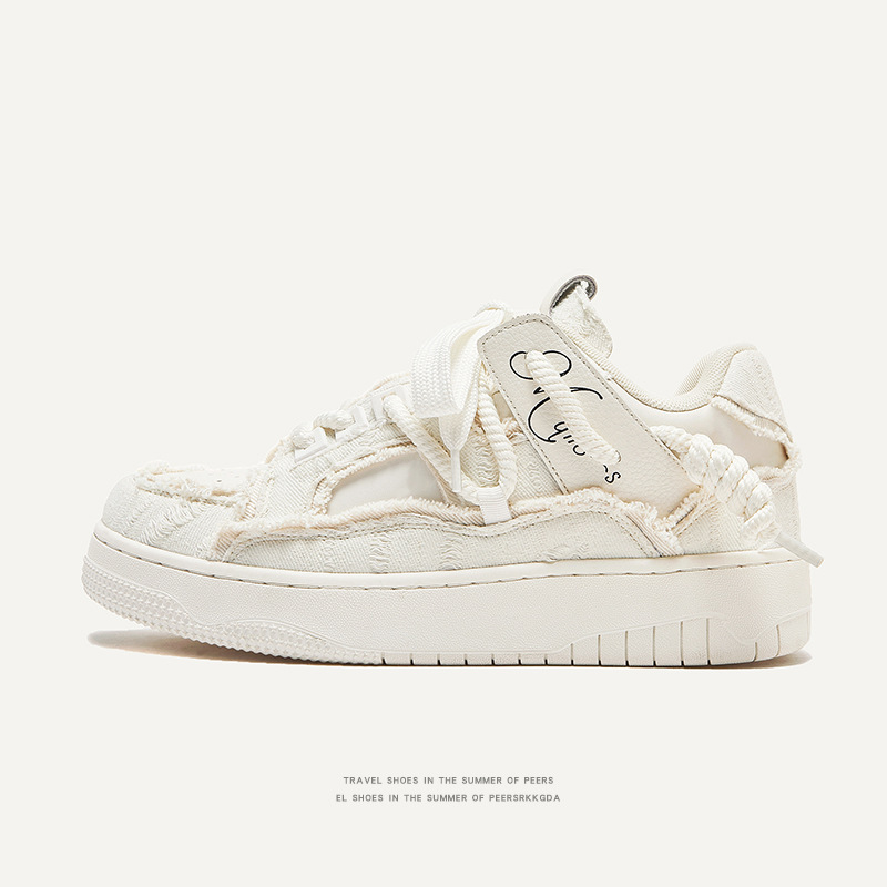 Sole Series Disruptive Aesthetics Thick Elevated Board Trendy Men's and Women's Couple Little White Shoes Lhshoe