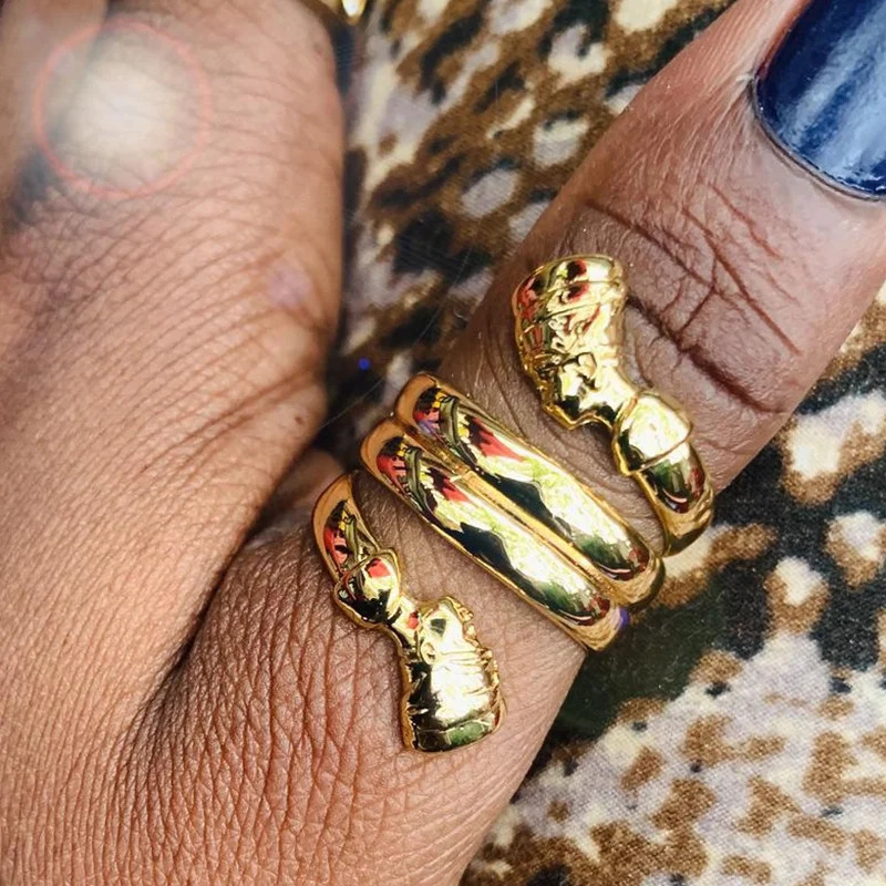 Vintage Egyptian Queen Nefertiti Rings For Women Stainless Steel Wedding Ring Fashion African Egyptian Jewelry Gift 240510