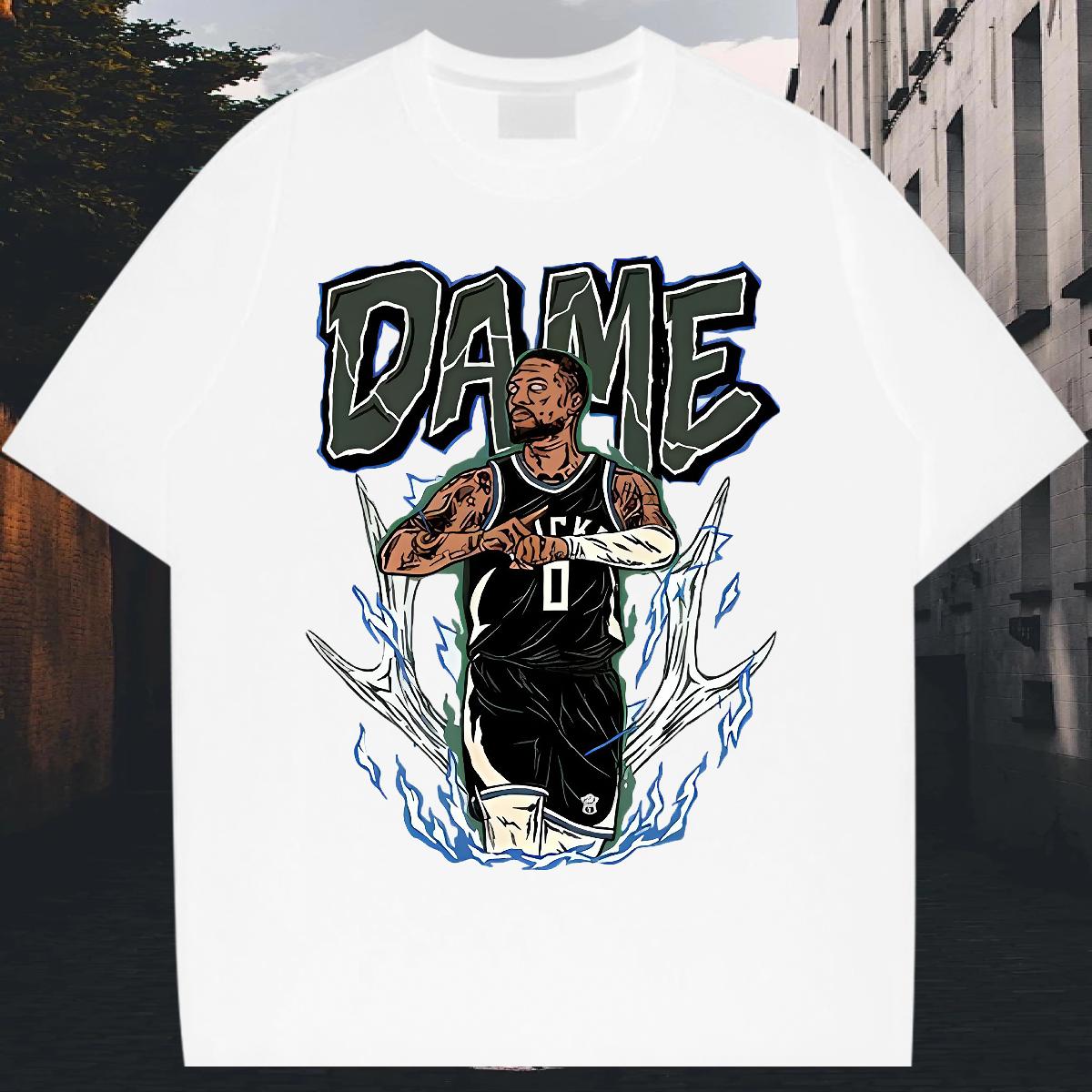 DIY T-Shirts for Men Cartoon Print Tshirts Daily Wear Crew Neck Cotton Breathable Loose Tshirts