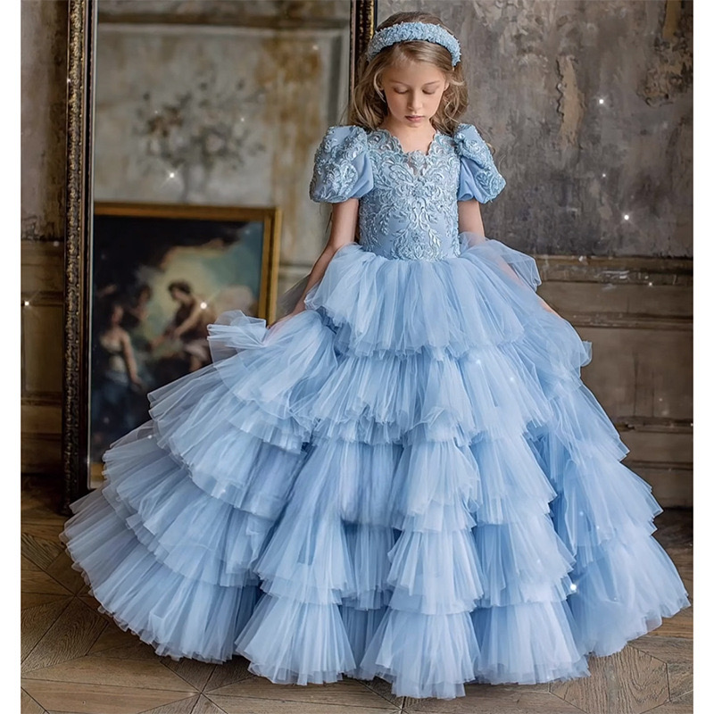 2024 Flower girl dress childrens wedding party dress childrens clothing princesss first communication dress Party Images Dress Kids Photoshoot Baby Sh