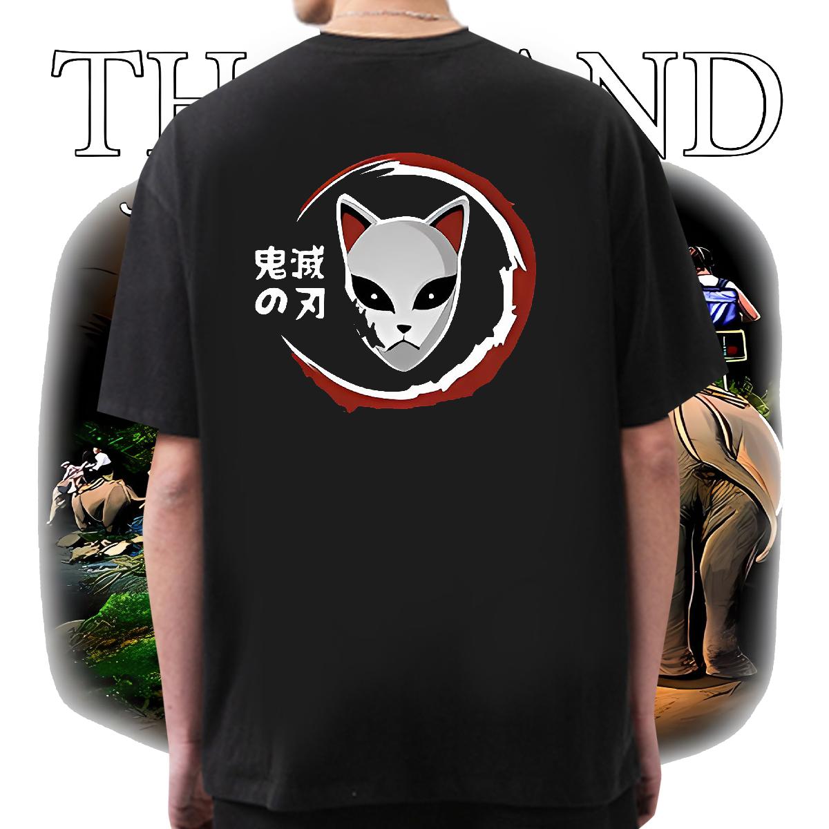 2024 T-Shirts Anime Print Tshirts Street Breathable Crew Neck Cotton Loose Polos