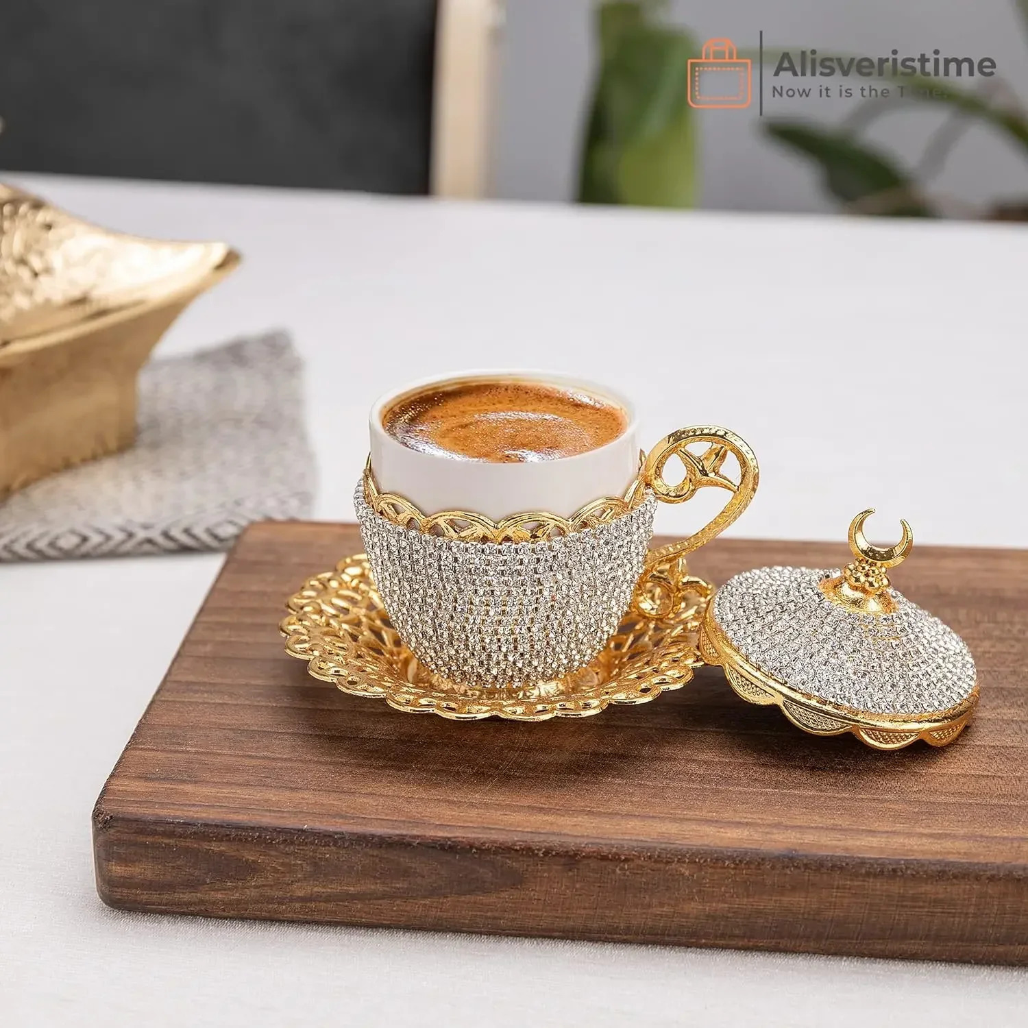 Alisveristime 27 Pc Ottoman Turkish Greek Arabic Coffee Espresso Serving Cup Saucer Crystal Set 240529