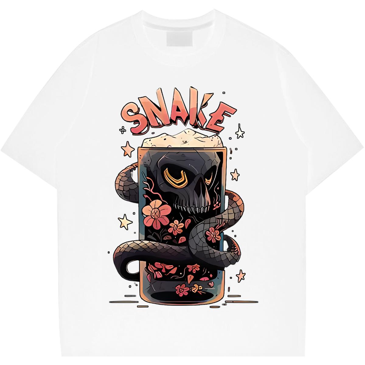 Fashion Design T Shirt For Man Breathable Crew Neck Cotton Anime Printing Street Men Tshirts Black White Cool Wear