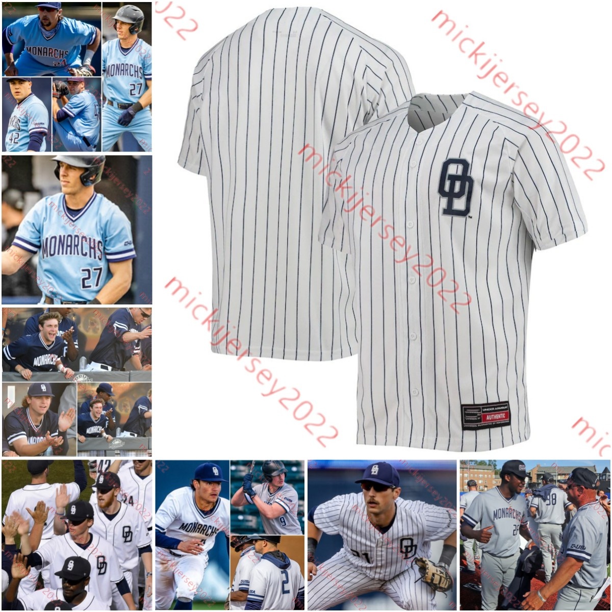 Old Dominion Monarchs Jersey Kyle Edwards Luke Waters Steven Meier Alex Bouche John Holobetz Dylan Brown Trent Buchanan Custom Old Dominion Baseball Jerseys