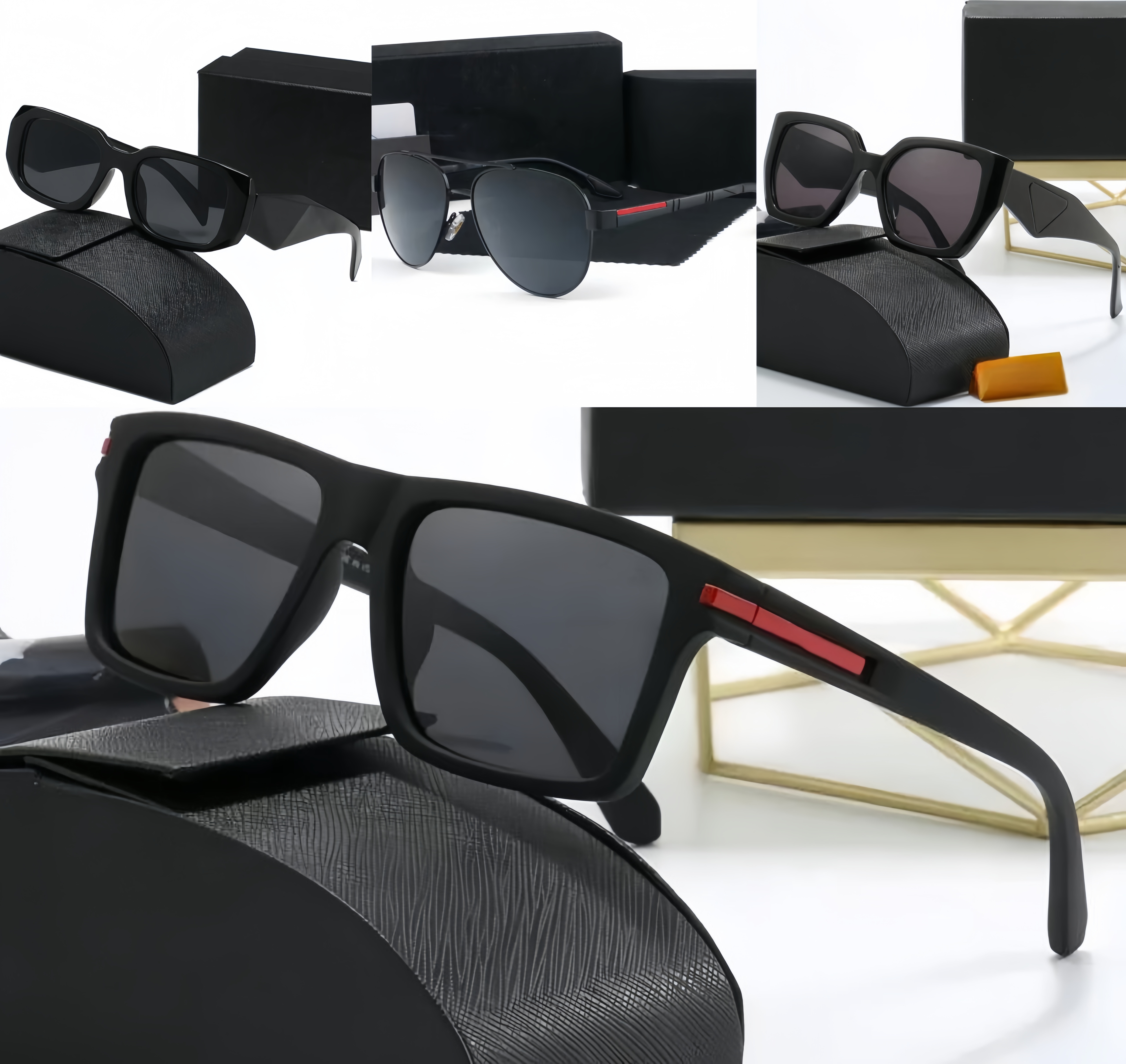 Pradasunglasse Pradat Pradas Sunglasses Designer Polaroid Lens Glasses for Women Men Luxury Sunshade Mirror Polarized Unisex Goggle Beach with Box No Optional