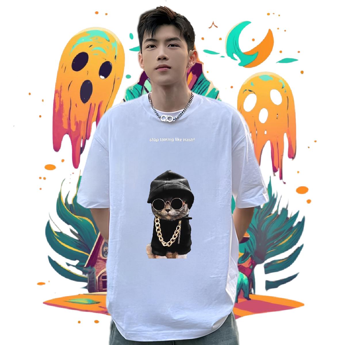 DIY Men T Shirts Round Neck Short Sleeve Daily Outfit Tshirts Black White Designer Tees Shirts