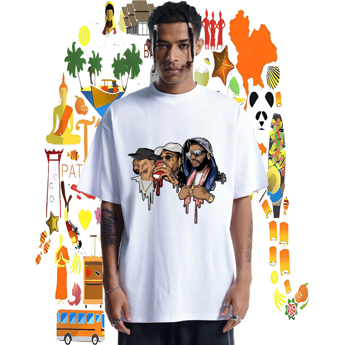 Comfortable T-Shirts for Men High Street Hip Hop Crew Neck Cotton Couples T Shirts Classic Custom Print Plus Size Tops Tees