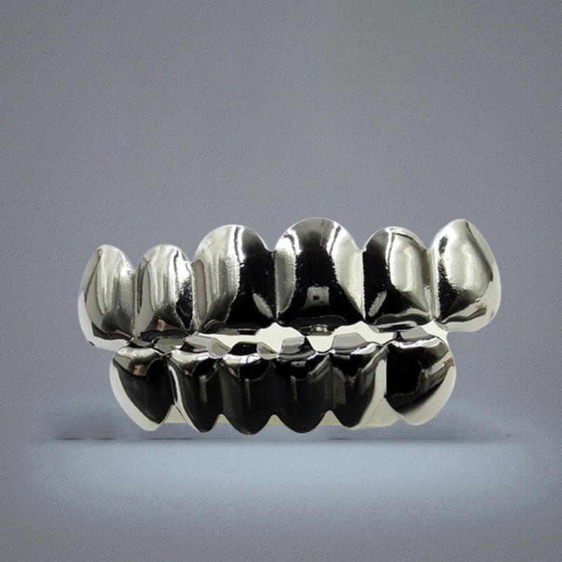 Hip Hop 18K Gold Plated Vampire Fangs Top and Bottom Grillz Your Teeth for Men Women Halloween Clown Party Gifts