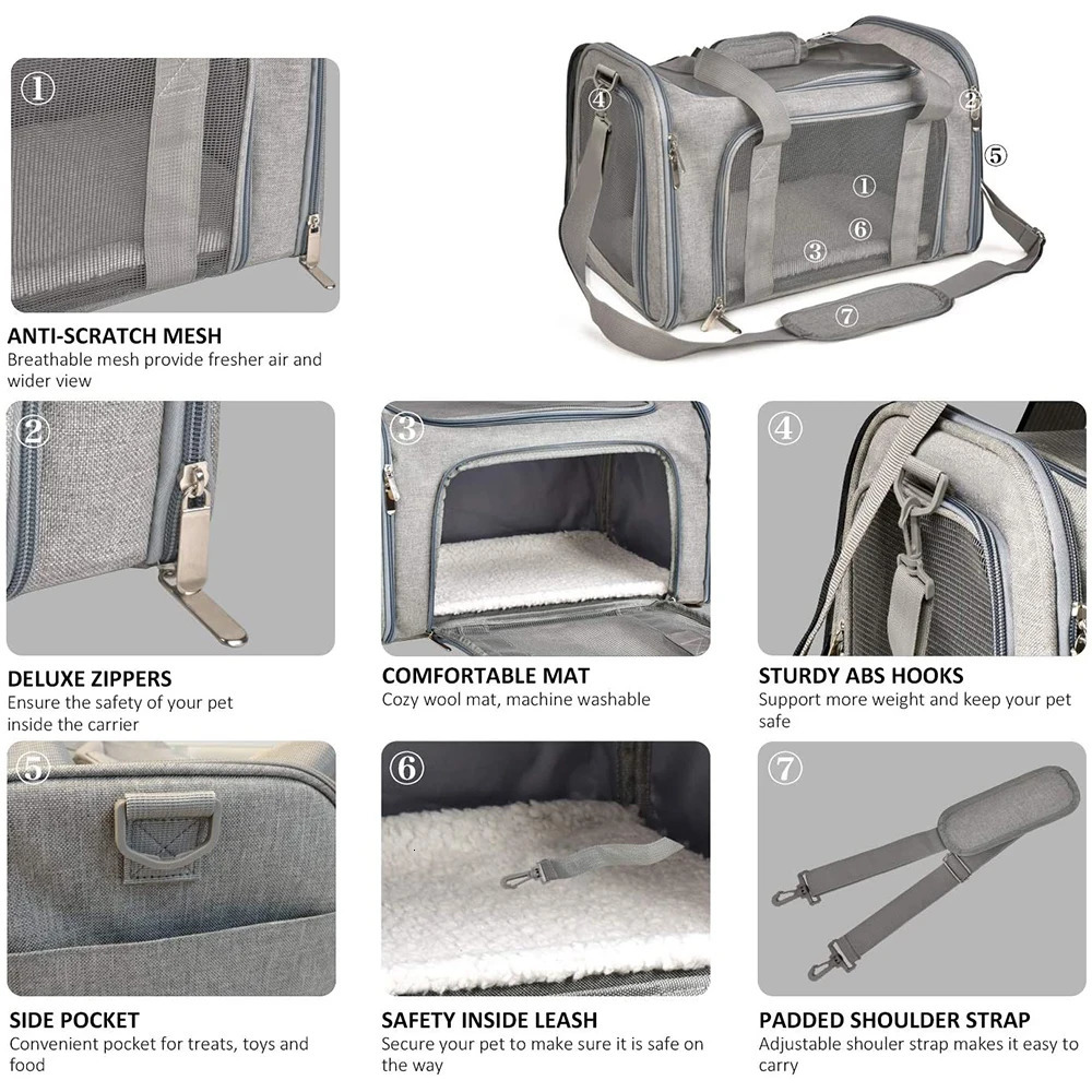 Cat Carrier Pet Dog Carrier Dog Backpack Pet Cat Transport Bag Dog Travel Bags Airline Approved Carrier for Small Dogs Cats 240524