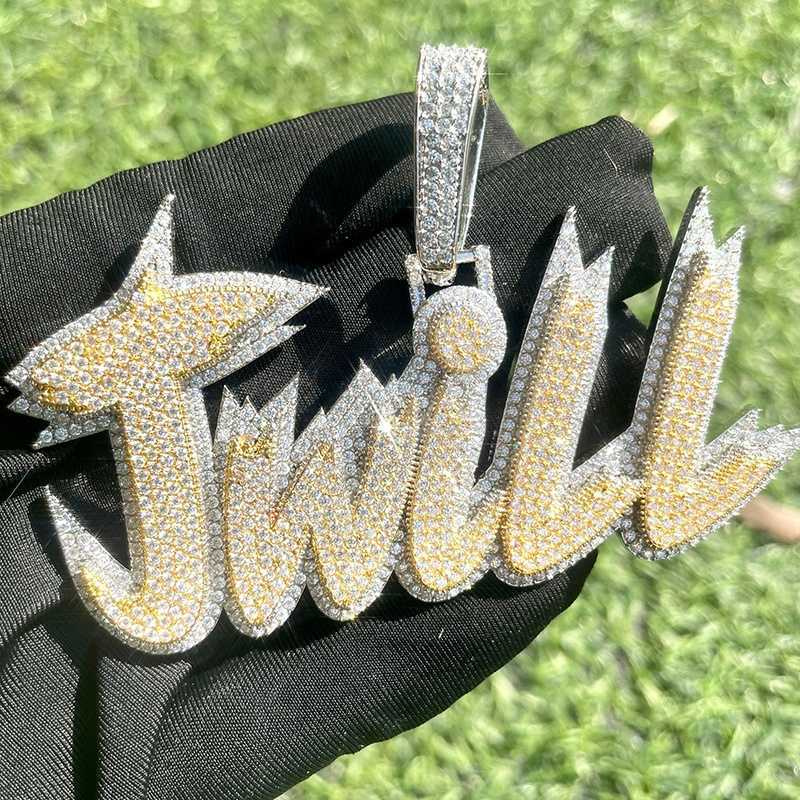 Custom Name Necklace Gold Diamond Jewelry Moissanite Vvs Diamond Chain Personalised Letter Pendant For Women