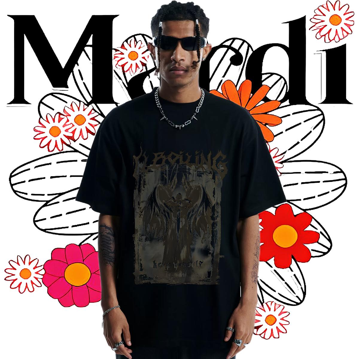 Loose Man T Shirts Outdoor Breathable Short Sleeve Tshirt for Man Woman Fashion Floral Print Tops Shirt
