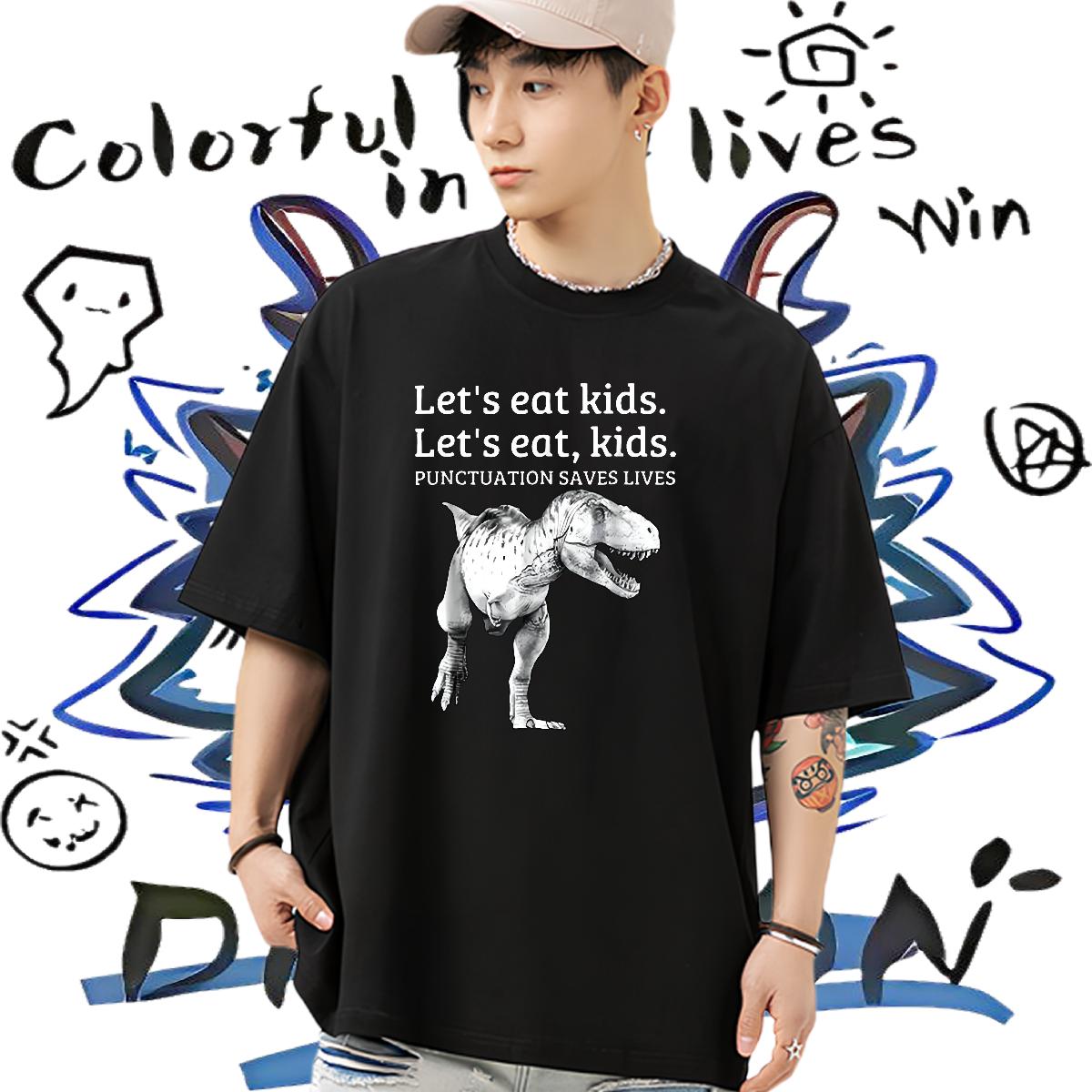 Comfortable T-Shirts for Men Sport Crew Neck Cotton Men Tees 2024 Cartoon Print Polos