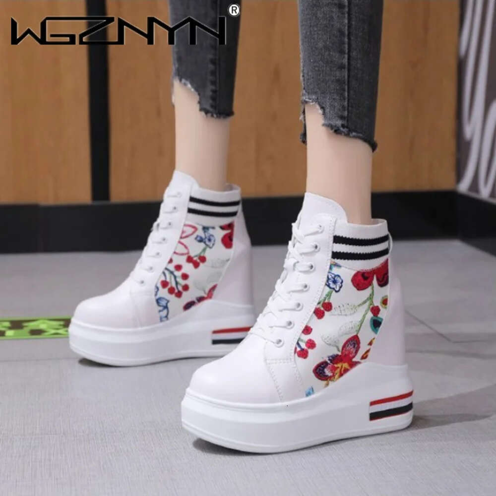 Fashion Height Increasing Woman Platform Sneakers Breathable Casual Wedge Shoes Women Basket Femme Zapatos De Mujer
