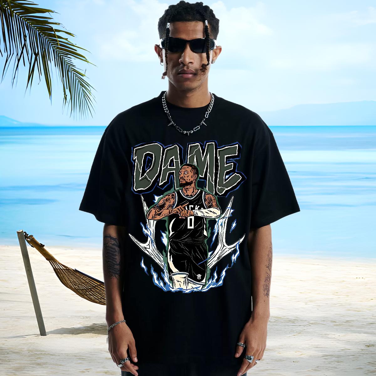 Wholesale Men T Shirts Custom Cartoon Men Clothes T-Shirt High Street Hip Hop Breathable Crew Neck Cotton Comfortable Top Tees
