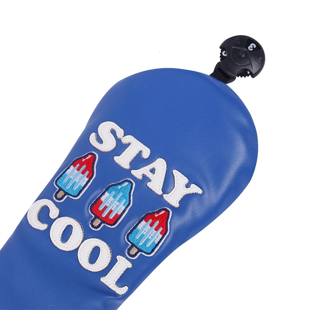 PU Leather stay cool Popsicle embroidered Golf Club Headcover Driver and FW Fairway Wood Hybird Cover 240523