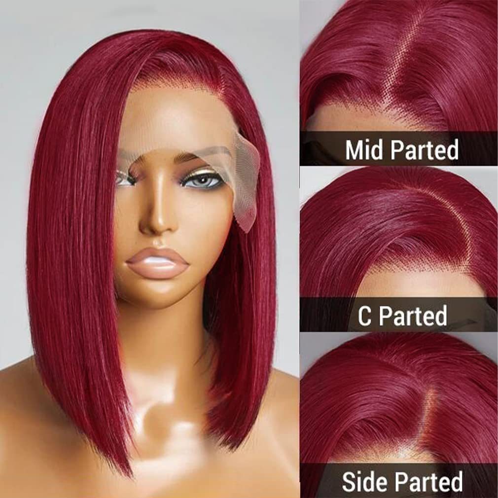 13x4 Top Swiss Lace Double Drawn Bone Straight Human Hair Wig 180 Density European American and African Women Wig Wine Red Wigs