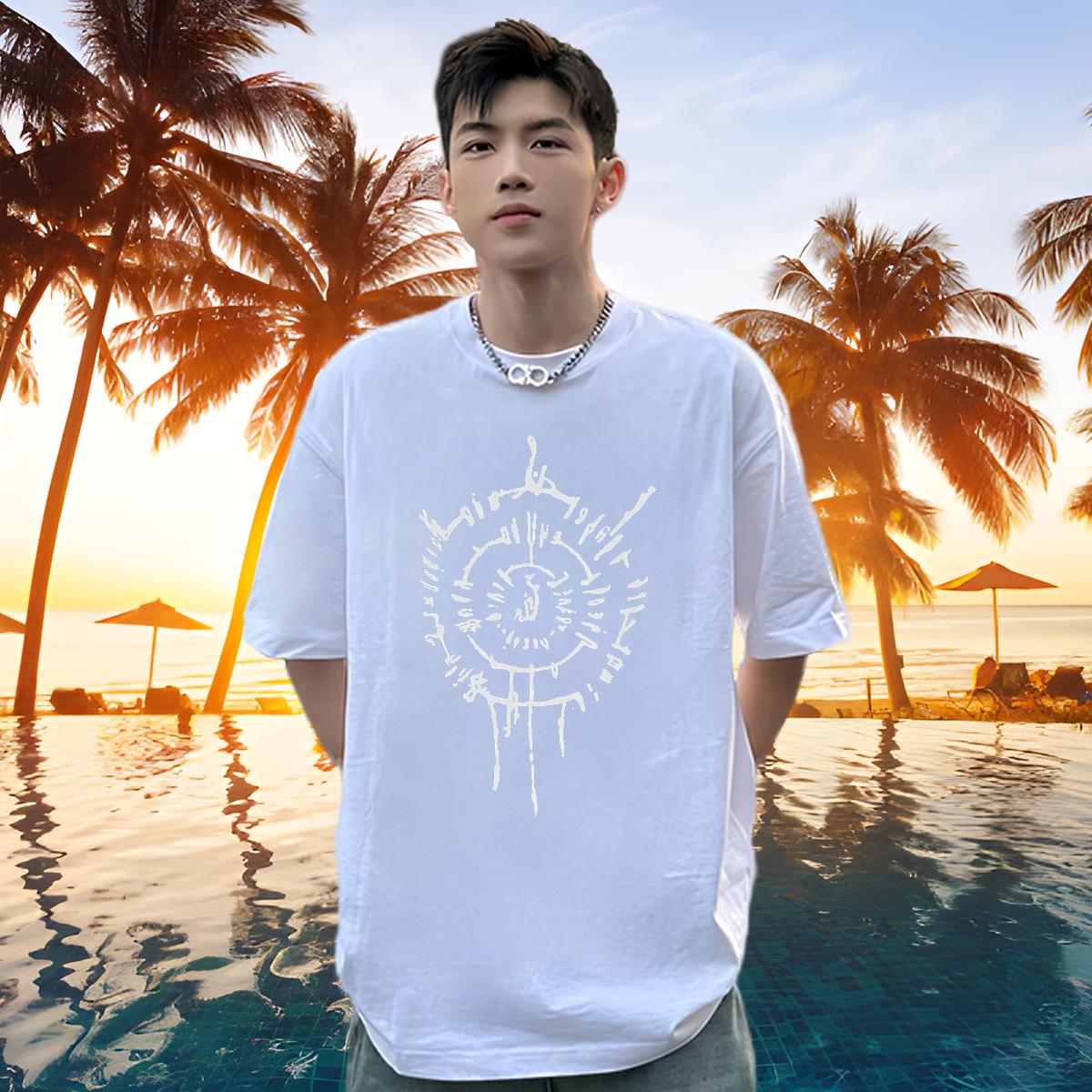 DIY Men's High Street Hip Hop Crew Neck Short Sleeve Cotton Men's T-shirt Designer Fashion Custom Top Shirt Black and White