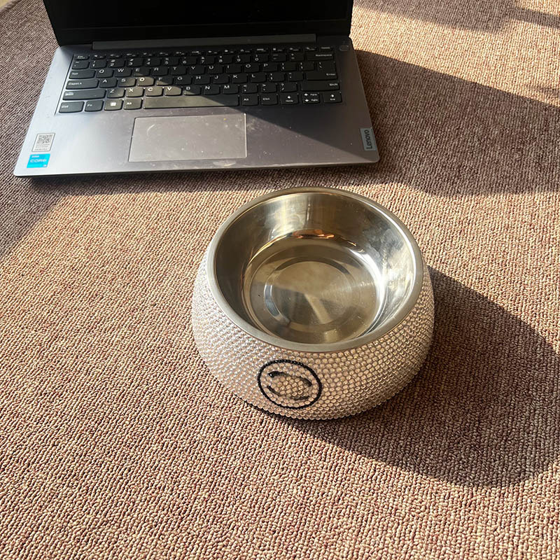 Pets supplies Pet dia inlaid bowl Chaopai corgi Teddy Schnauzer stainless steel tableware drinking cat basin dog basins CSD2406013