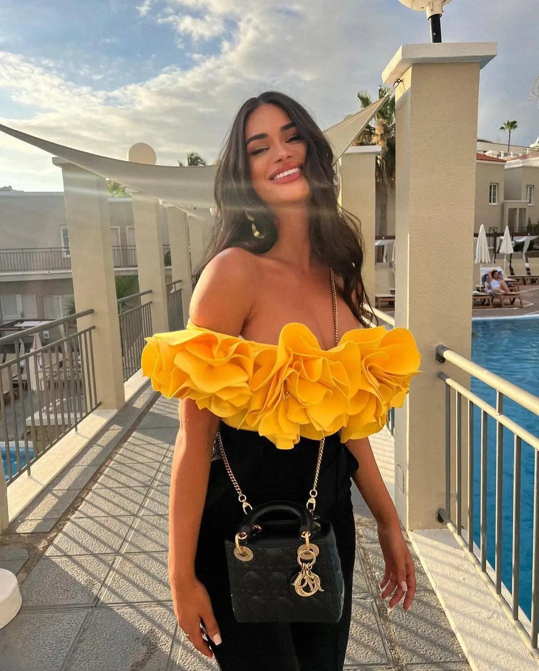 Solid Yellow 2023 Women Sexy 3D Flower Swimsuit Swimwear Off Shoulder Beachwear Summer Monokini Surf Wear Bathing Suit 240521