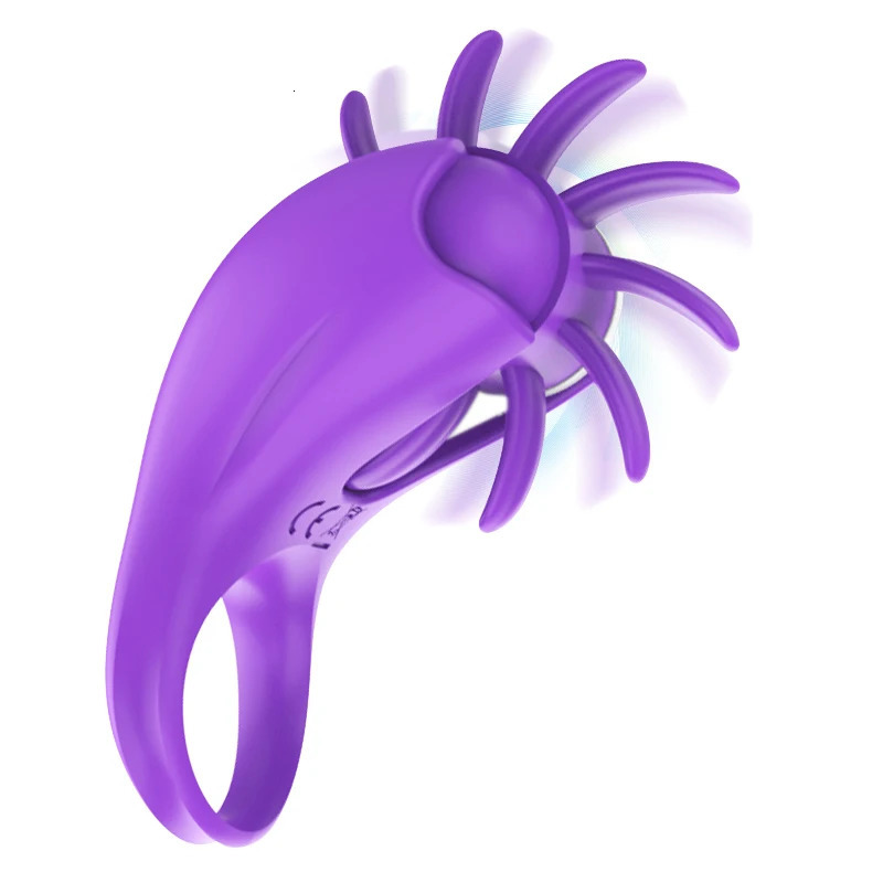 Male Penile Ring Rotating Vibrator Couple Sexual Toys Female Vaginal G-spot orgasmic licking Clit Stimulator Cock Sperm Locking 240516