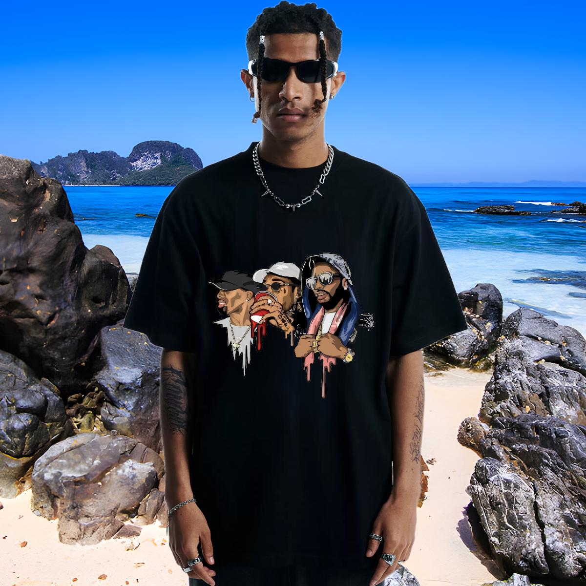 Comfortable T shirt Anime Printing Street 180g Cotton Mens Tshirts New Graphic Wear