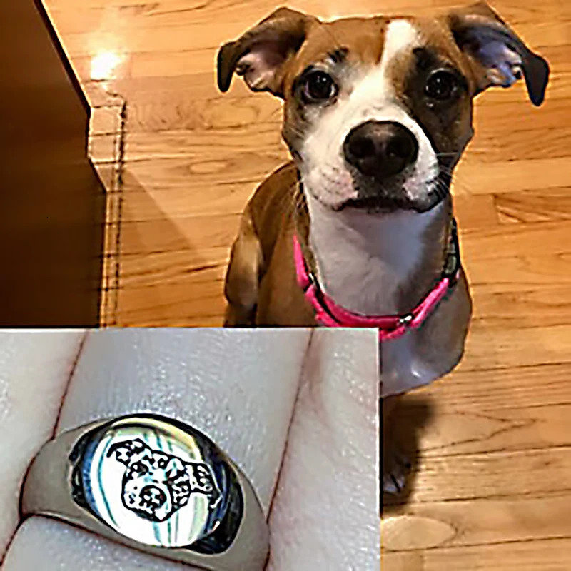 Signet Custom Pet Po Engraved Portrait Ring Personalized Minimalist Souvenirs Picture Engraved Ring Exclusive Customization 240530