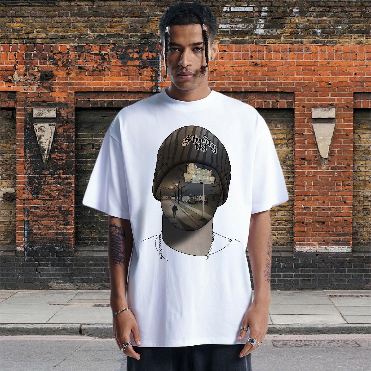 5A T-Shirts for Men High Street Hip Hop Breathable Short Sleeve Men Tshirts DIY Customized DIY Logo Clothings
