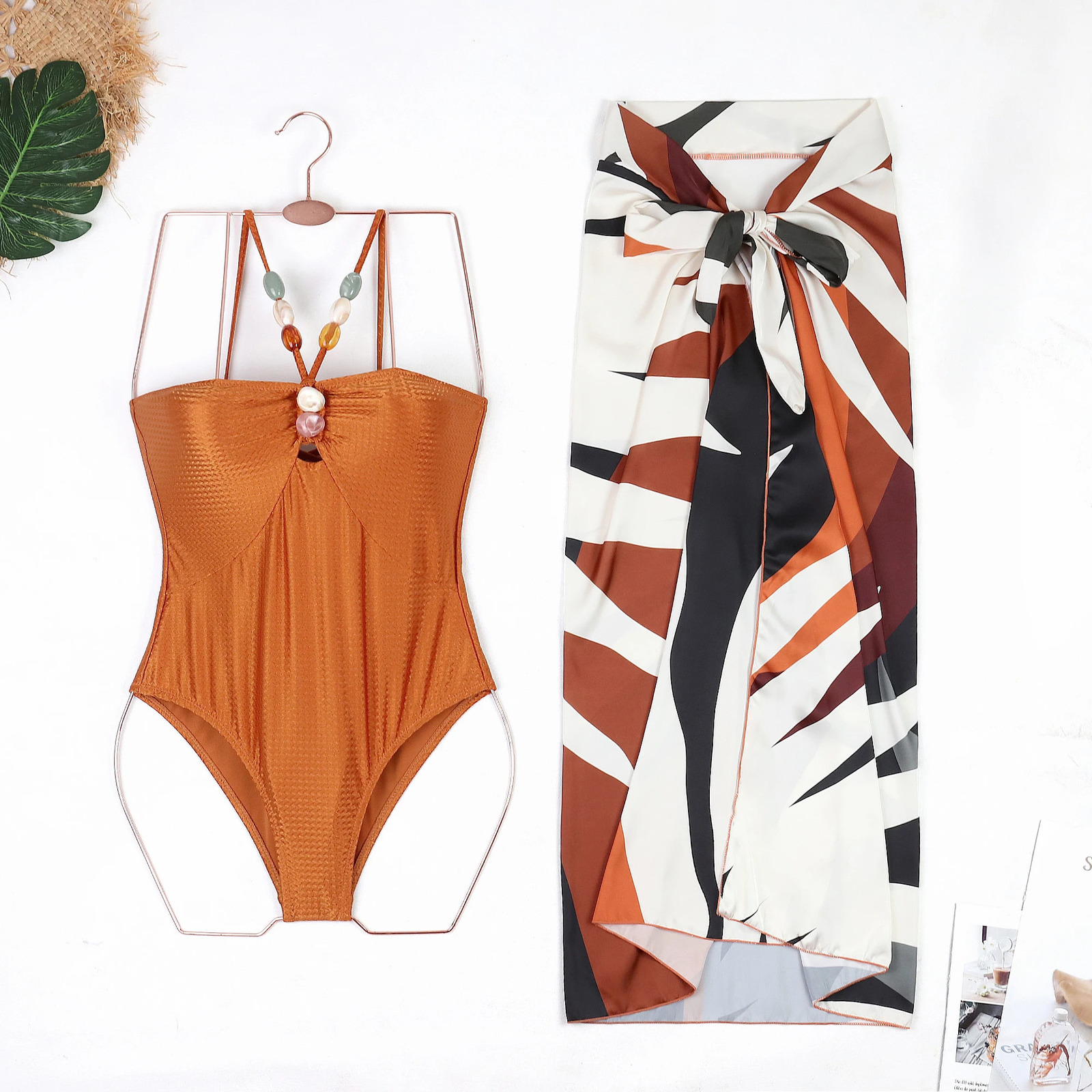 ZAFUAZ Sexy Push Up One Piece Swimwear Women Retro Print Biquini Skirt Cover Up Monokini Brazilian Swimming Suit Dress 240601