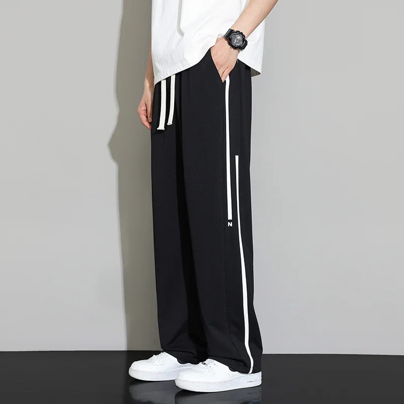 Summer Sweatpants Men Joggers Wide Leg Pants Neutral Breathable Loose Outdoor Quick Drying Fabric Fashion Casual Trousers 240527