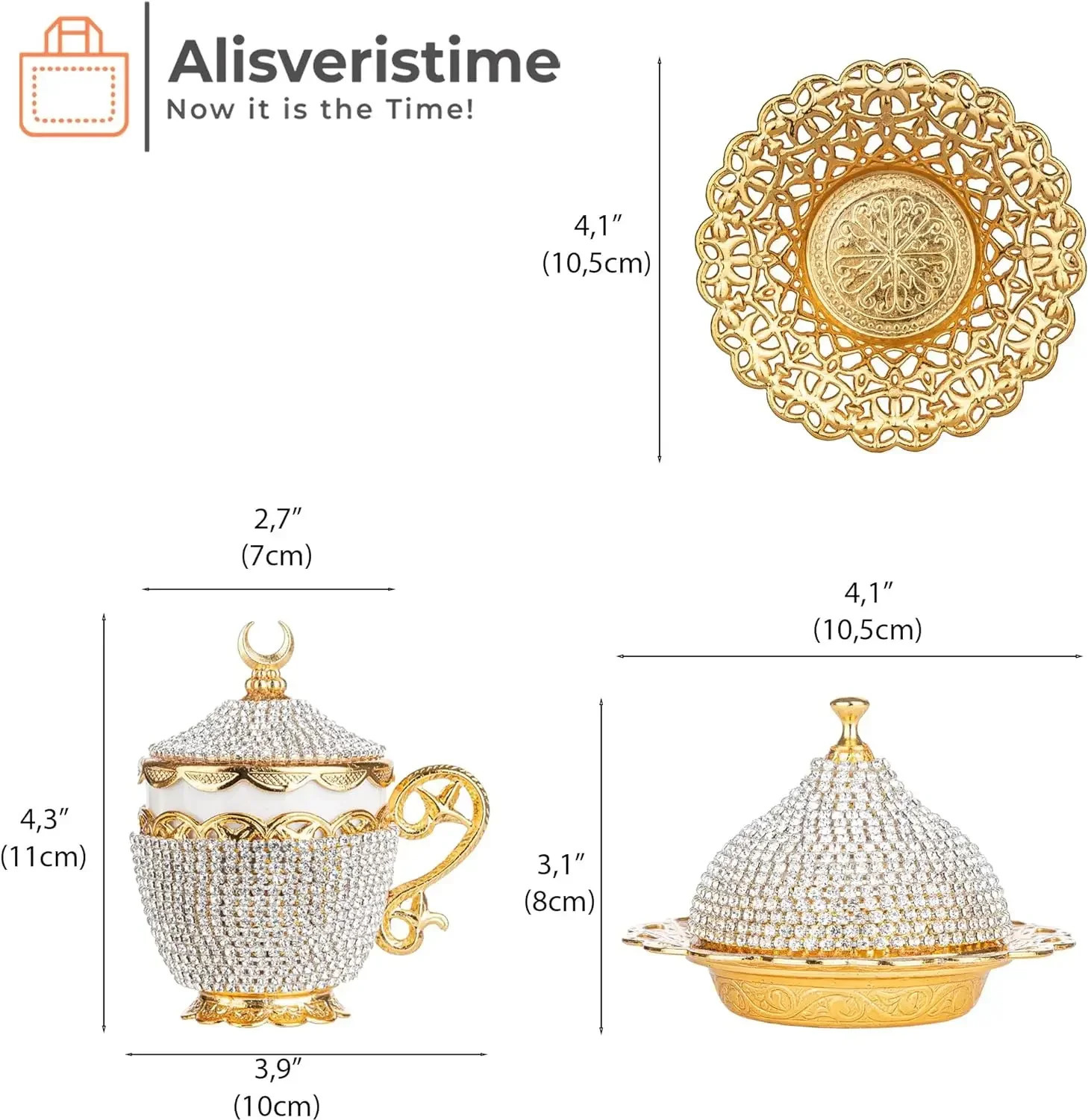 Alisveristime 27 Pc Ottoman Turkish Greek Arabic Coffee Espresso Serving Cup Saucer Crystal Set 240529