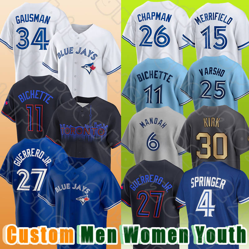 27 Vladimir Guerrero Jr Baseball 11 Bo Bichette 2024 City Connect Jerseys Blue George Springer Jays Roberto Aloma Justin Turner Kevin Kiermaier Toronto Alek Manoah