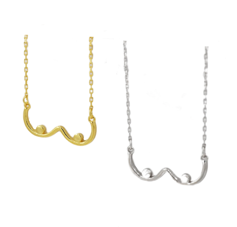 10PCS Female Sexy Breast Lactation Chain Necklace Feminist Artistic Body Chest Stainless Steel Sea Wave Shape Pendant Charm Chain Choker for Women Gir