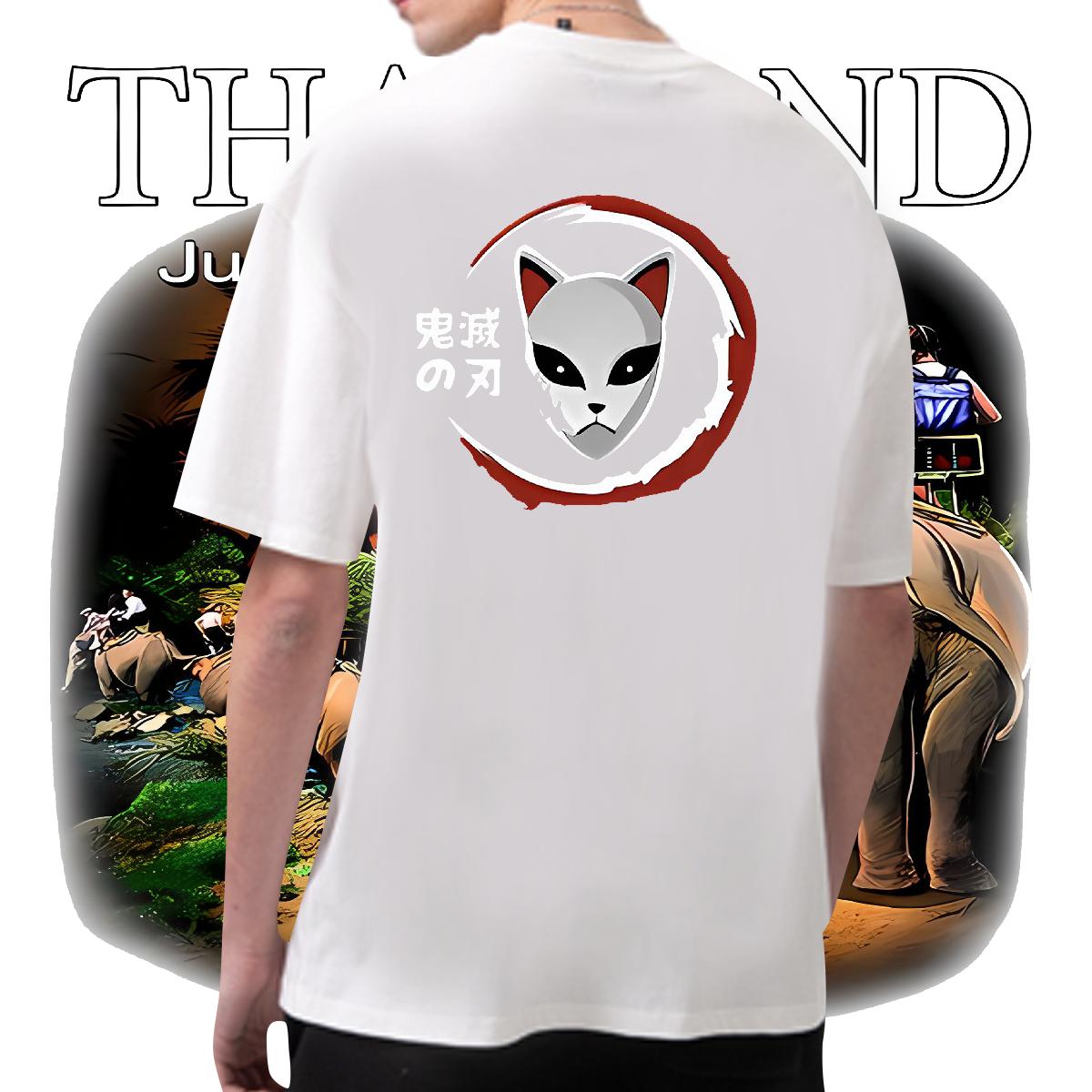 2024 T-Shirts Anime Print Tshirts Street Breathable Crew Neck Cotton Loose Polos