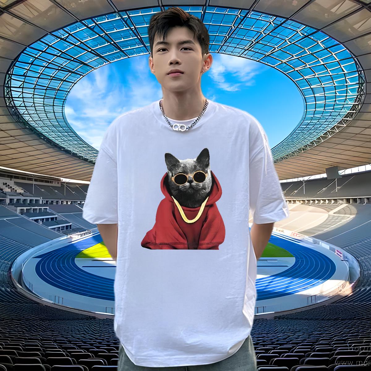 Loose Fit T shirt Street wear Hip Hop Round Neck Short Sleeve Men Tops Tees Fashion DIY Tee Shirt