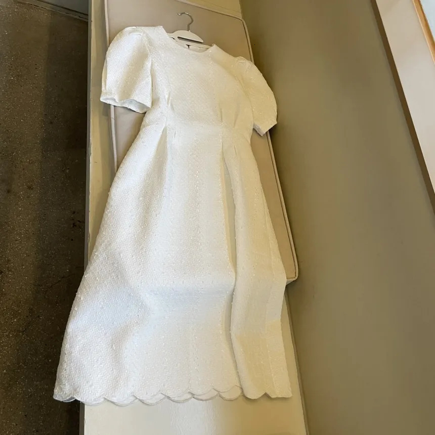 Elegant O Neck Puff Short Sleeve Purple Plaid Dress Women Maxi Fashion Korean White Tweed Robe Vestidos Long Fall 240529