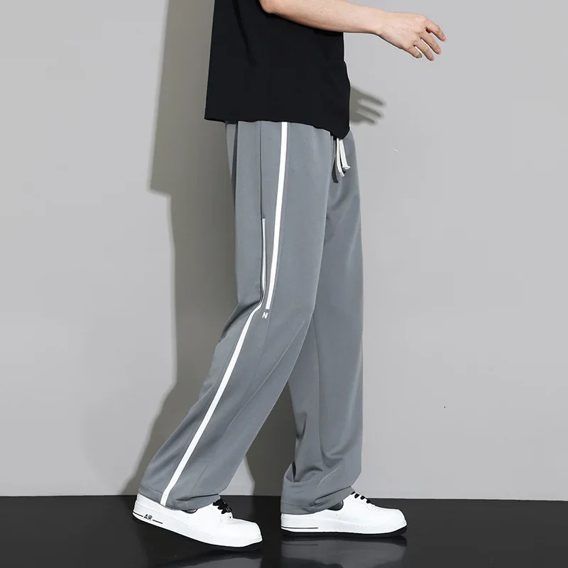 Summer Sweatpants Men Joggers Wide Leg Pants Neutral Breathable Loose Outdoor Quick Drying Fabric Fashion Casual Trousers 240527