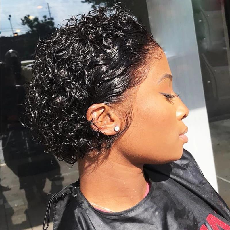 Pixie Cut Short Curly Human Hair Wigs 13X3 Bob Water Wave Transparent Lace Wig For Women Pre Plucked Bhdtl