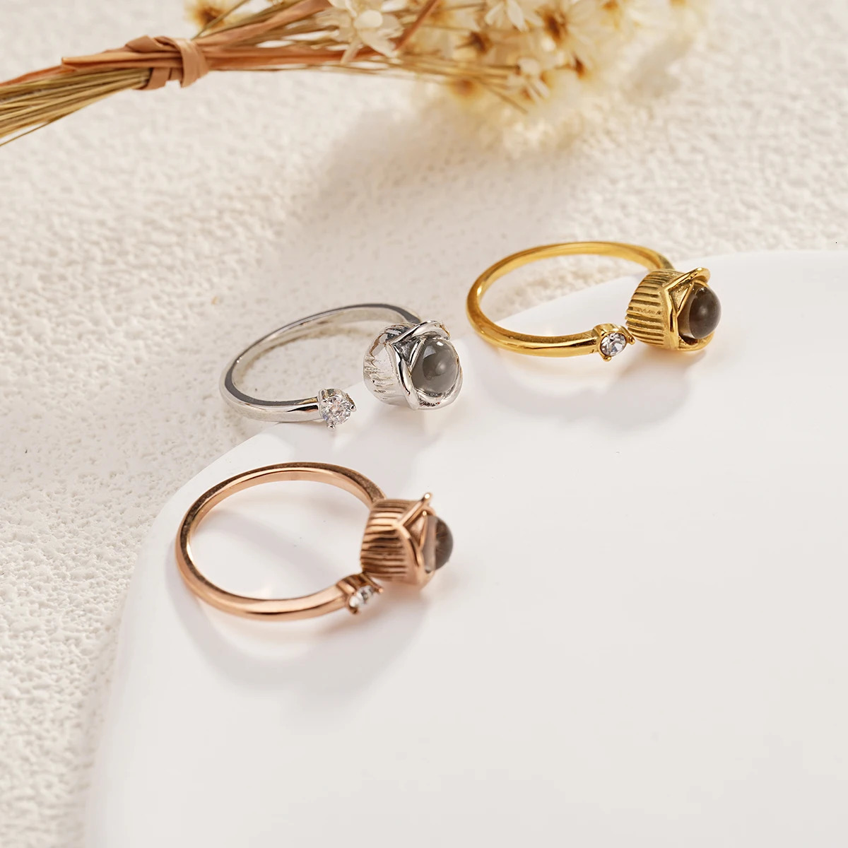 Rose Flower Projection Ring Custom Stainless Steel Projection Ring Family Memory Gift Dog Projection Ring Bridesmaid Gif 240530