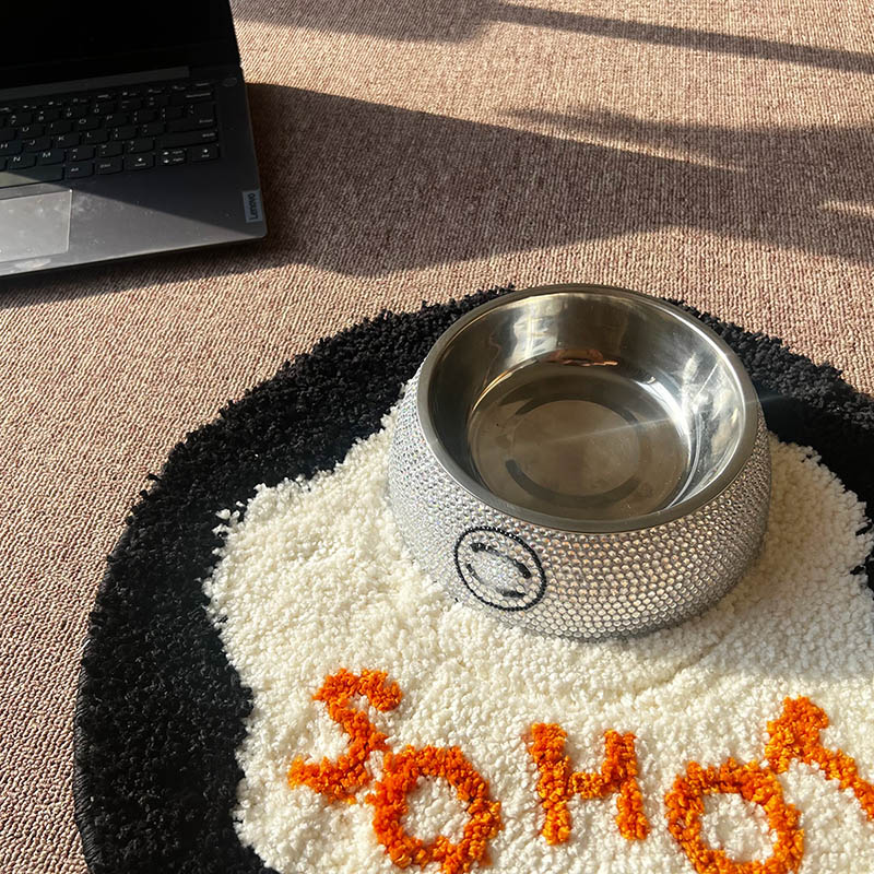 Pets supplies Pet dia inlaid bowl Chaopai corgi Teddy Schnauzer stainless steel tableware drinking cat basin dog basins CSD2406013