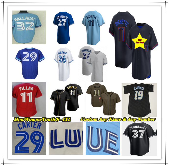 Bo Bichette Vladimir Guerrero Jr Baseball Jersey Jose Bautista Berrios George Springer Daulton Varsho Davis Schneider Ernie Clement Alejandro Kirk Joe Carter 4XL