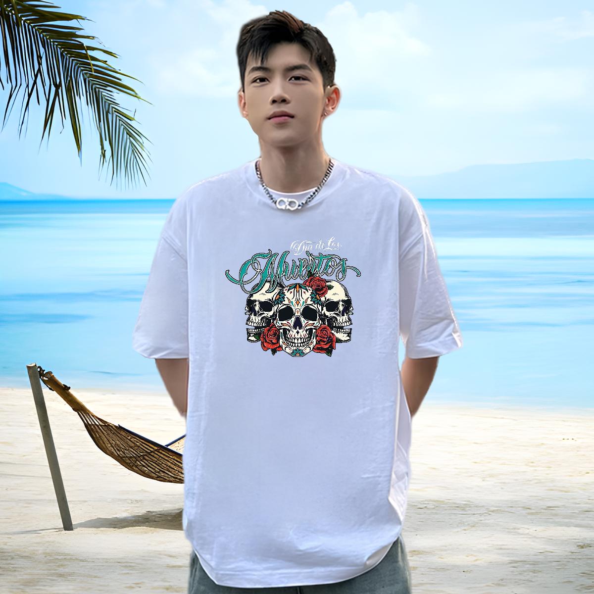 Loose T Shirt For Man Hip Hop Street 180g Cotton Mens Tshirts Fashion Designer Customized Print Tops Shirt