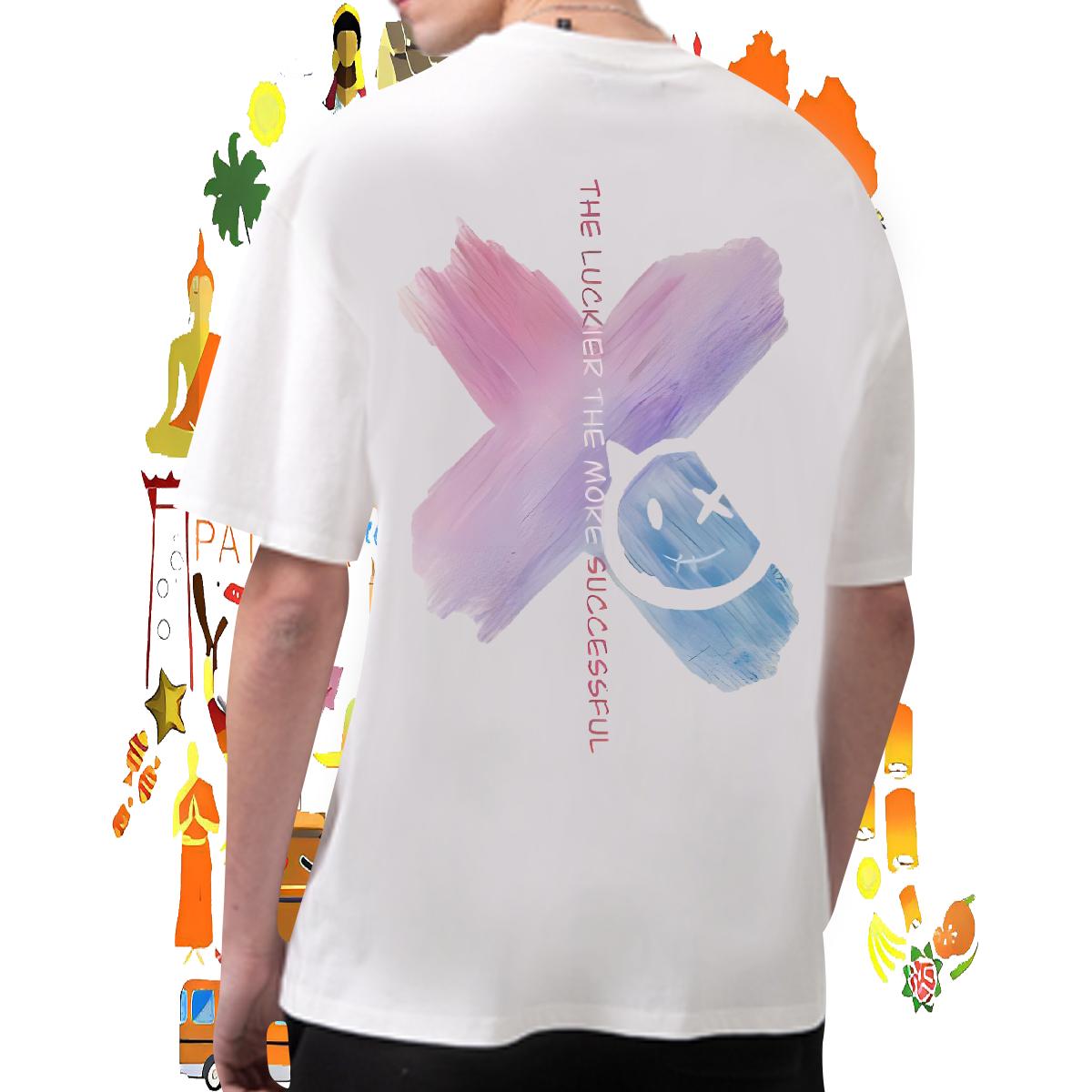 Fashion Mens T Shirts Black White Men Tops Tees Hip Hop 180g Cotton Loose Tshirts