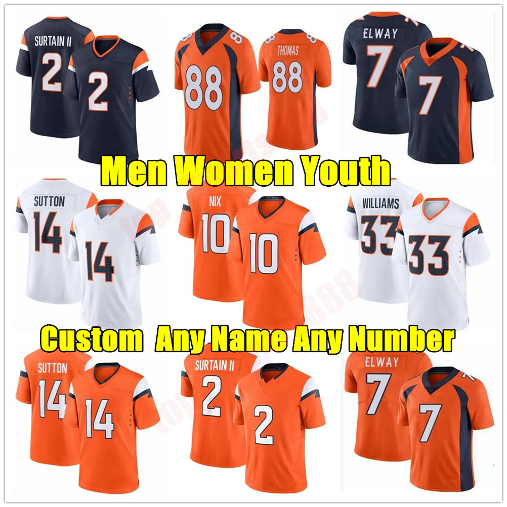 3 Russell Wilson Peyton Manning Football Jersey Patrick Surtain II Jerry Jeudy John Elway Justin Simmons Javonte Williams Courtland Sutton Marvin Mims Jr