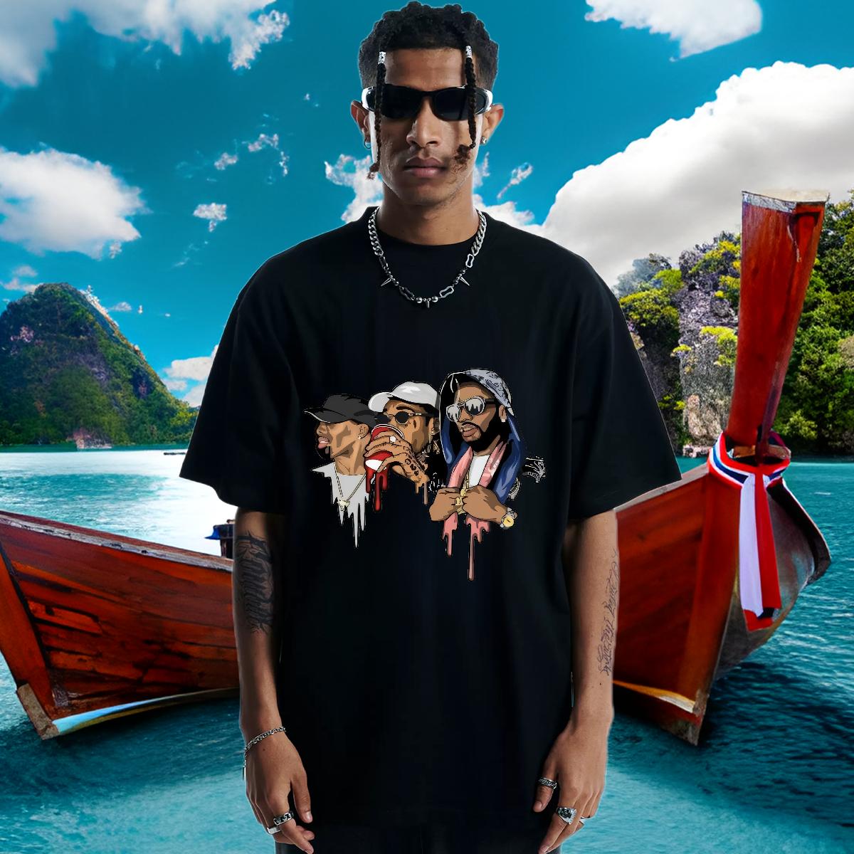 Unisex T shirt Street wear Hip Hop Crew Neck Cotton Mens Tshirts Customized DIY Printed Tops Shirt